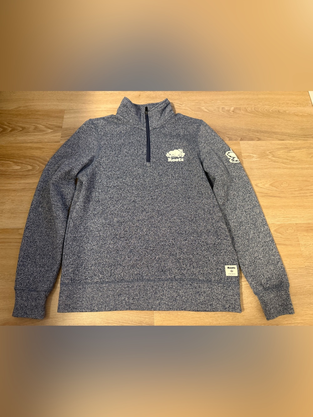 Roots Banff Heathered Navy Half-Zip Sweater